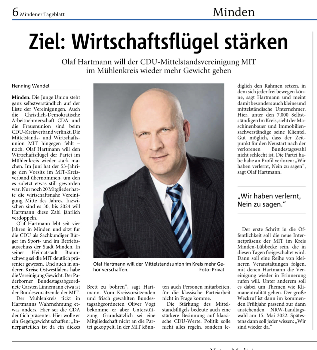 Mindener Tageblatt 18.10.2021 / Henning Wandel